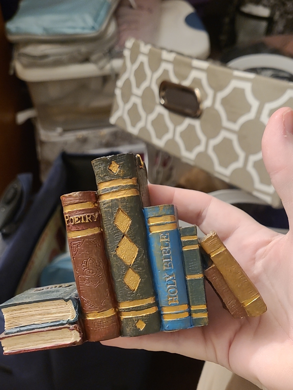 Home Interiors Mini Decorative Book Set in Blue, Brown, Green, Gold